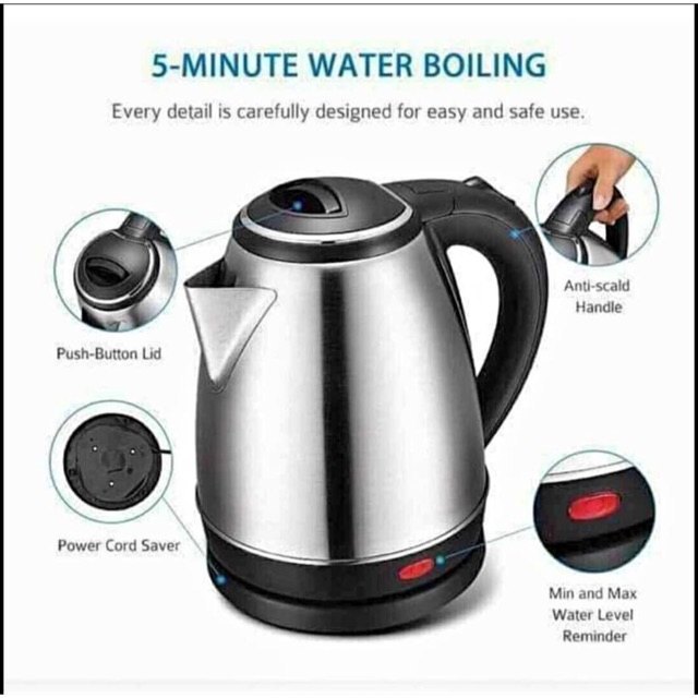 2 L Stainless Steel Electric Kettle: 2.0 Liter
